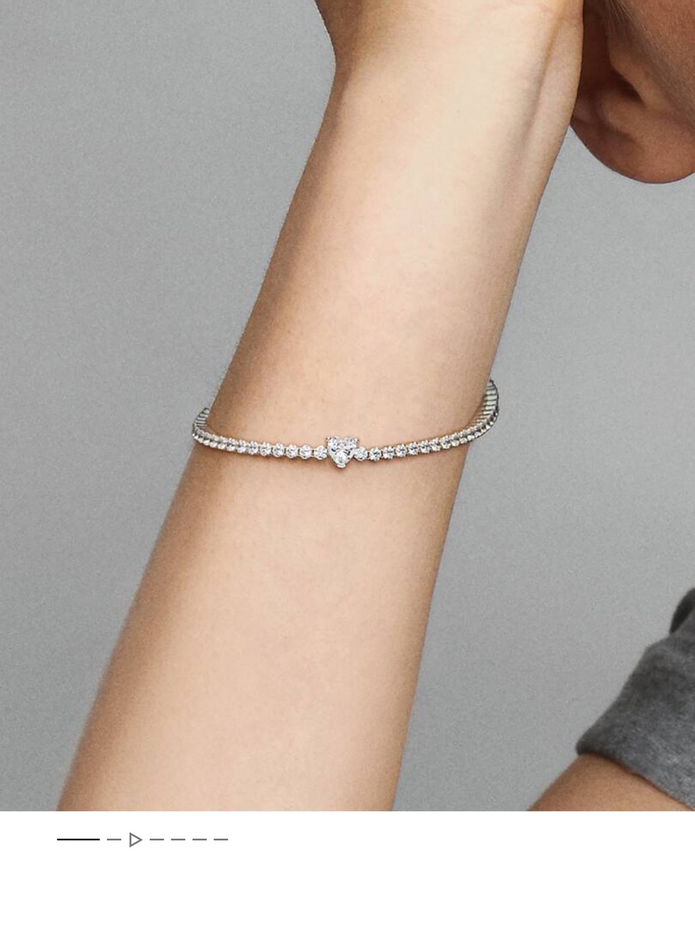 Pandora Silver Heart Crystal Tennis Bracelet